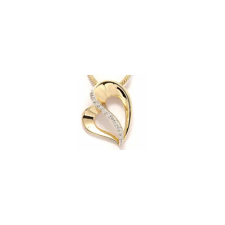 diamant anheng i 14 karat gull 0,09 ct