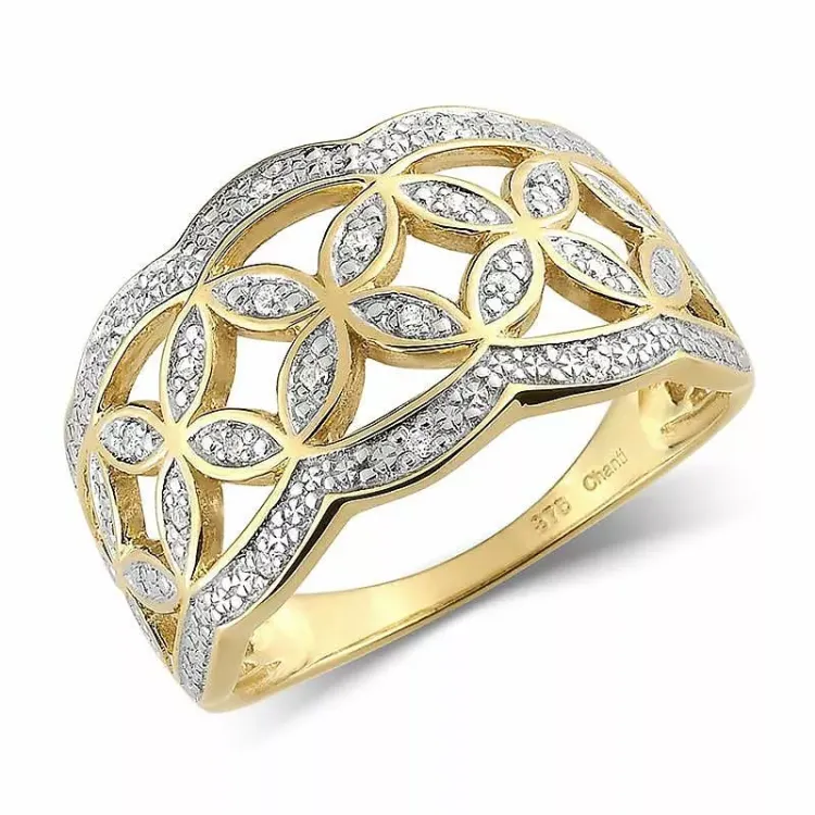 ring i 9 karat gull med rhodium