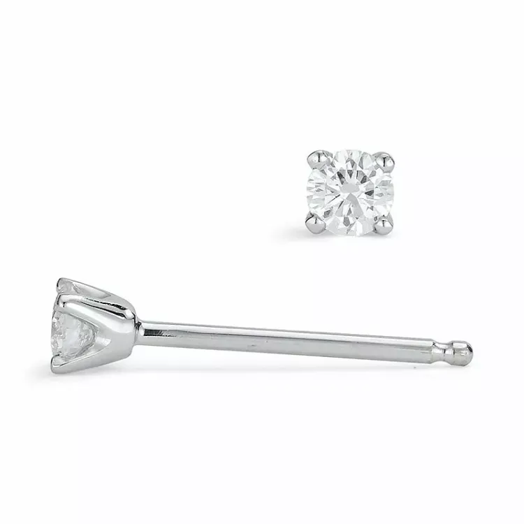 2 x 0,08 ct diamant solitaireørepynt i 14 karat hvitt gull med diamant