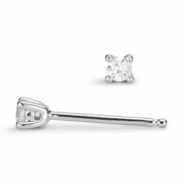 2 x 0,03 ct solitaireørepynt i 14 karat hvitt gull med diamant