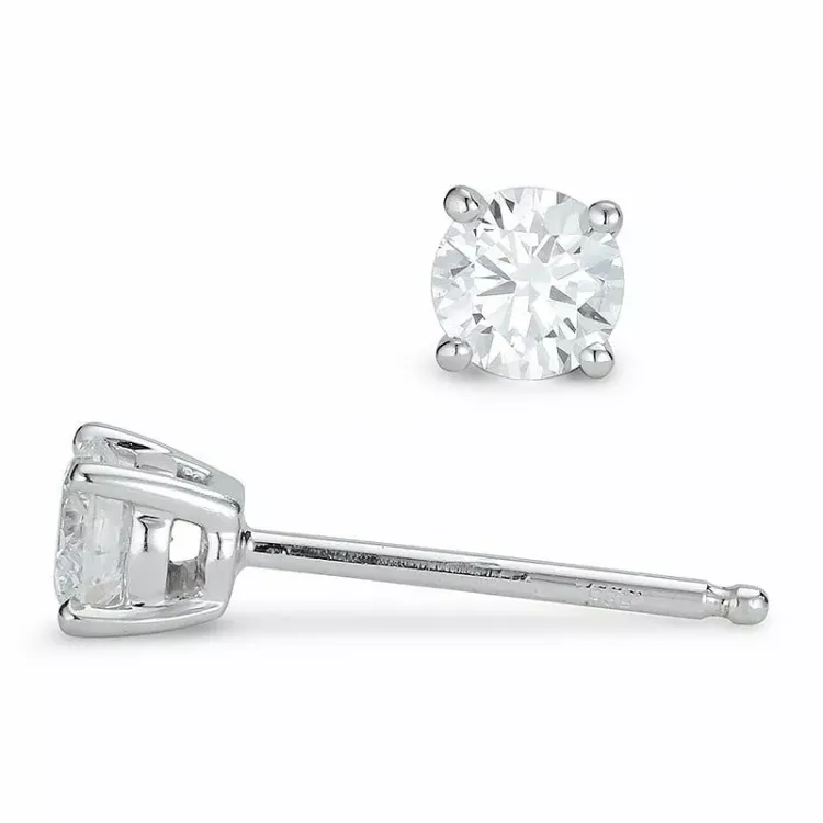 2 x 0,25 ct diamant solitaireørepynt i 14 karat hvitt gull med diamant