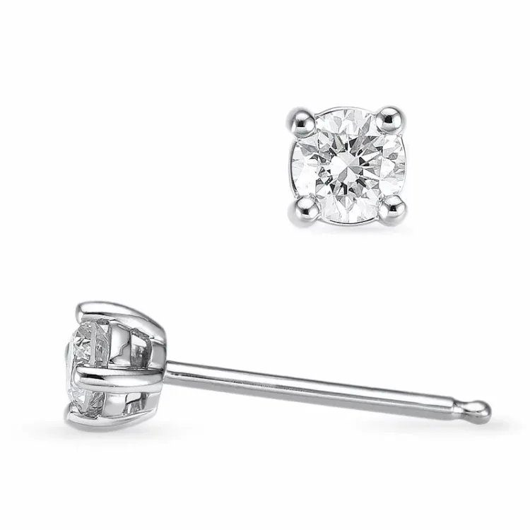 2 x 0,13 ct solitaireørepynt i 14 karat hvitt gull med diamant