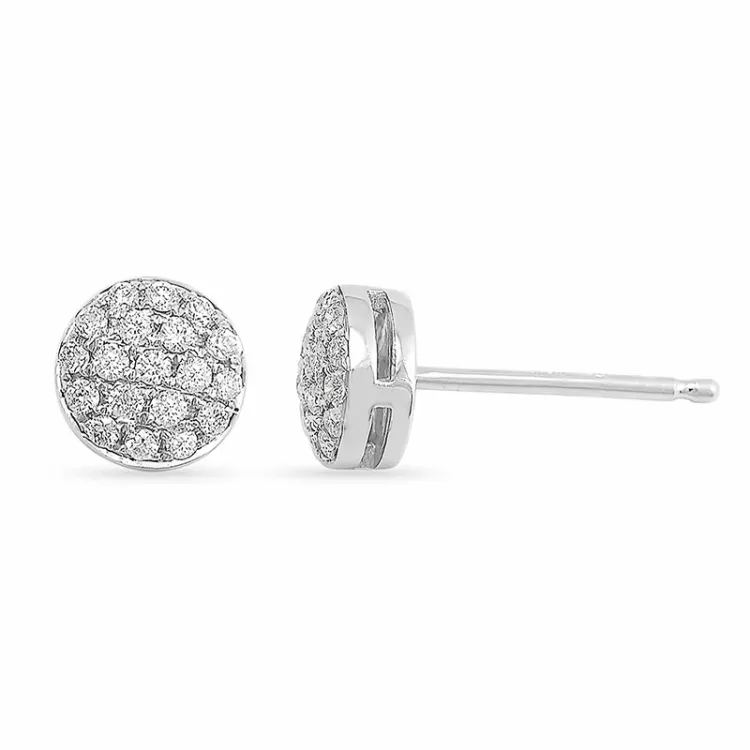 runde diamantøredobb i 14 karat hvitt gull med diamant