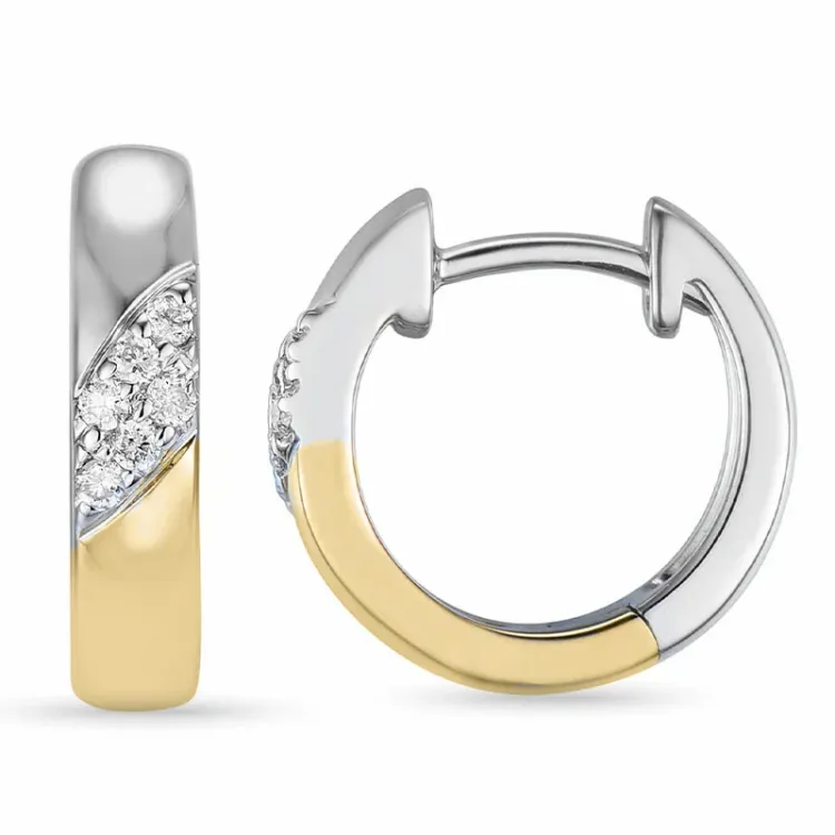13 mm creol i 14 karat gull og hvitt gull med diamant