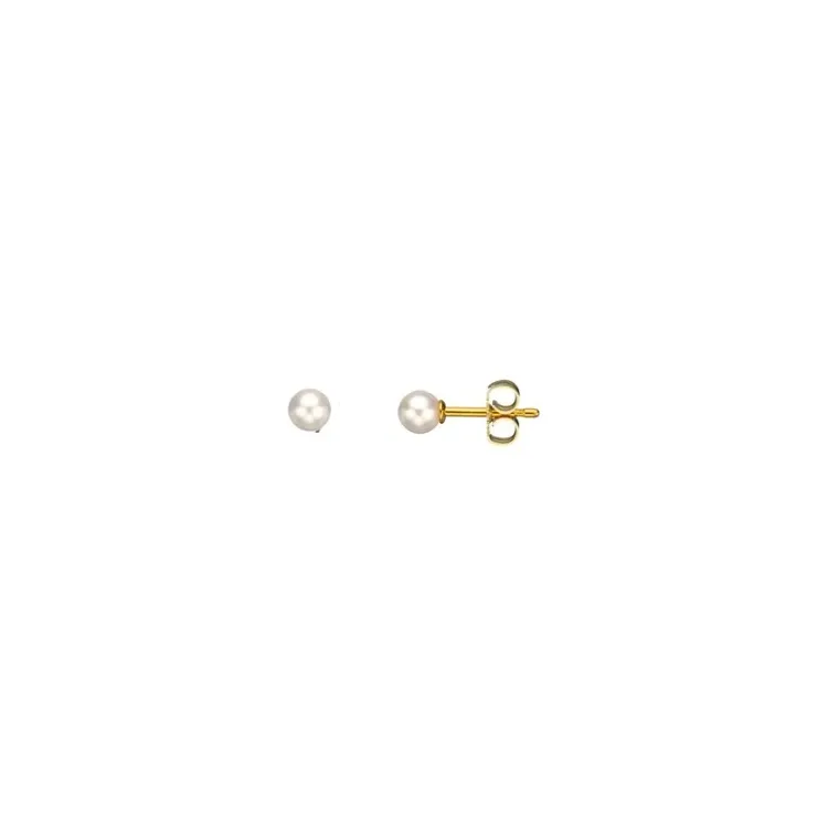 4 mm Scrouples runde hvite perle øredobber i 8 karat