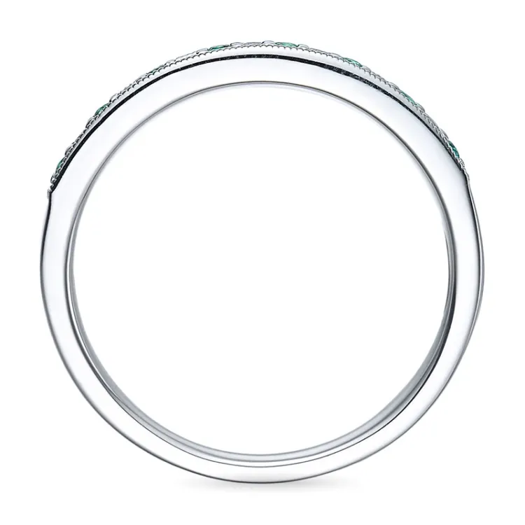 smaragd ring i 14 karat hvitt gull 0,08 ct 0,10 ct