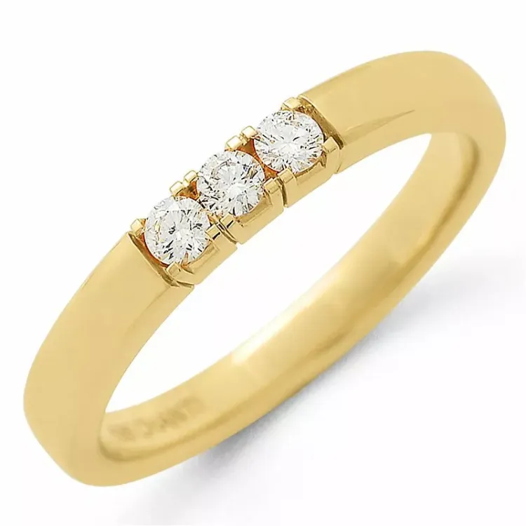alliansering i 14 karat gull 3 x 0,03 ct