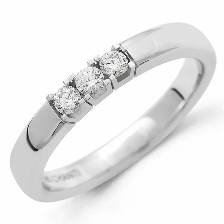 alliansering i 14 karat hvitt gull 3 x 0,05 ct