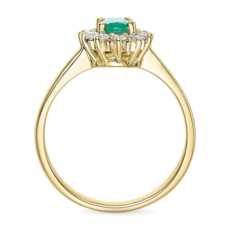 smaragd rosettring i 14 karat gull 0,26 ct 0,47 ct