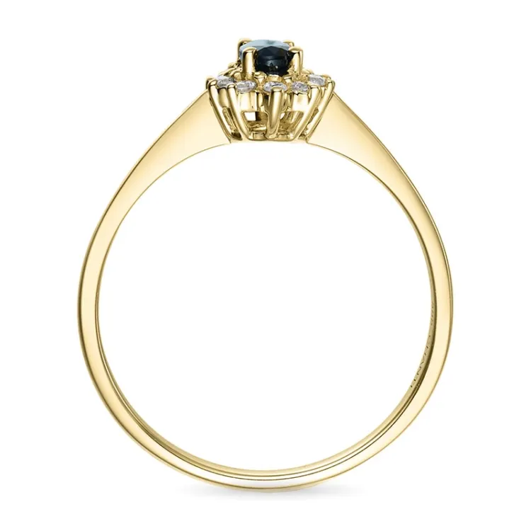 safir rosettring i 14 karat gull 0,11 ct 0,35 ct