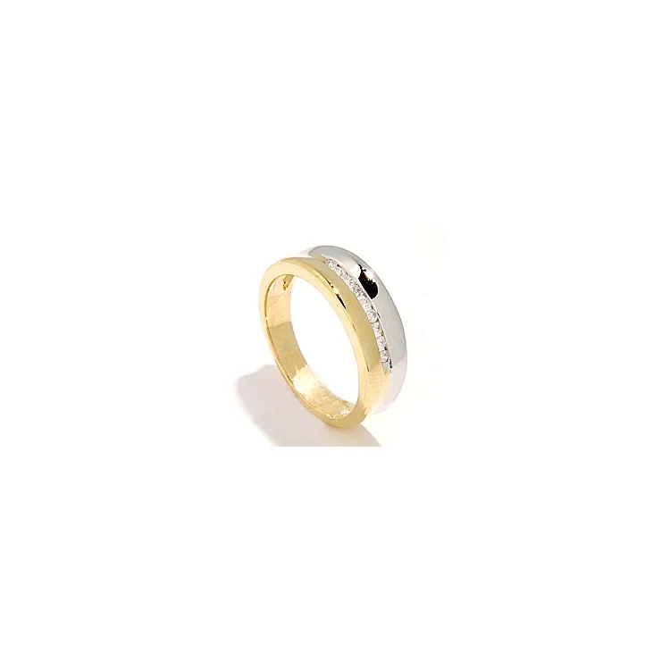 bred ring i 14 karat gull og hvitt gull 0,12 ct