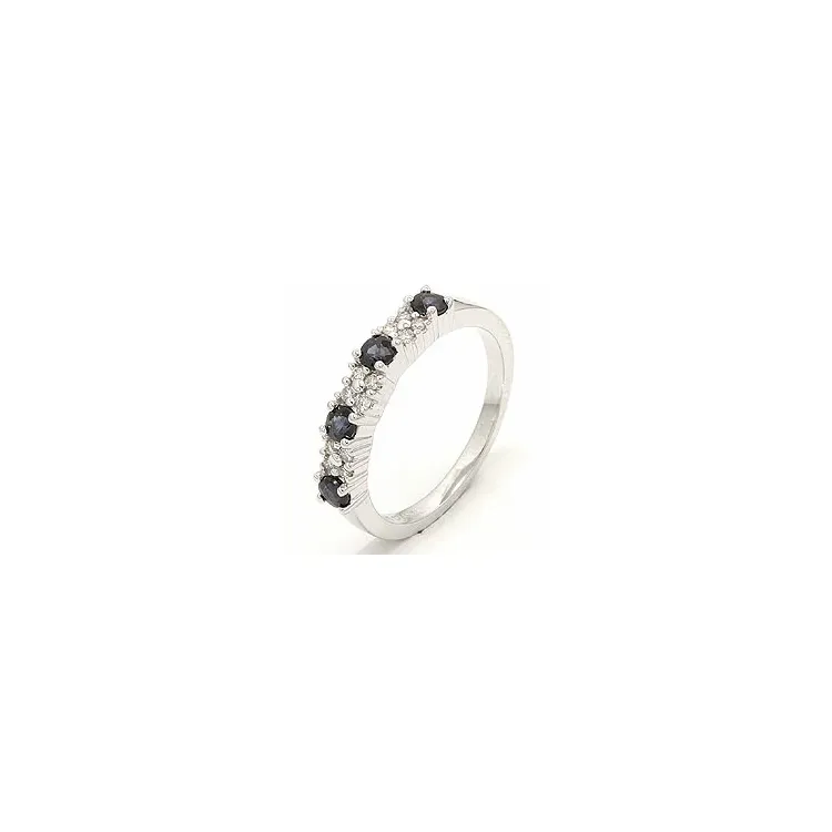 safir diamantring i 14 karat hvitt gull 0,12 ct 
