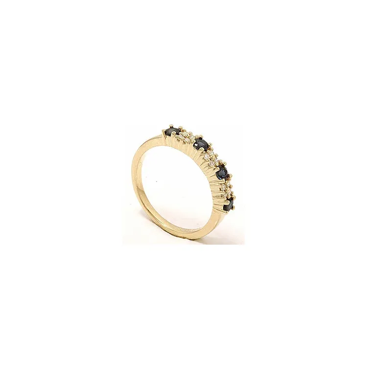 safir diamantring i 14 karat gull 0,12 ct
