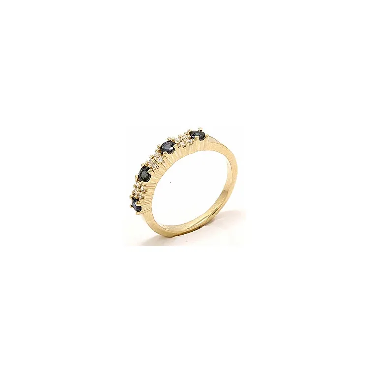 safir diamantring i 14 karat gull 0,12 ct