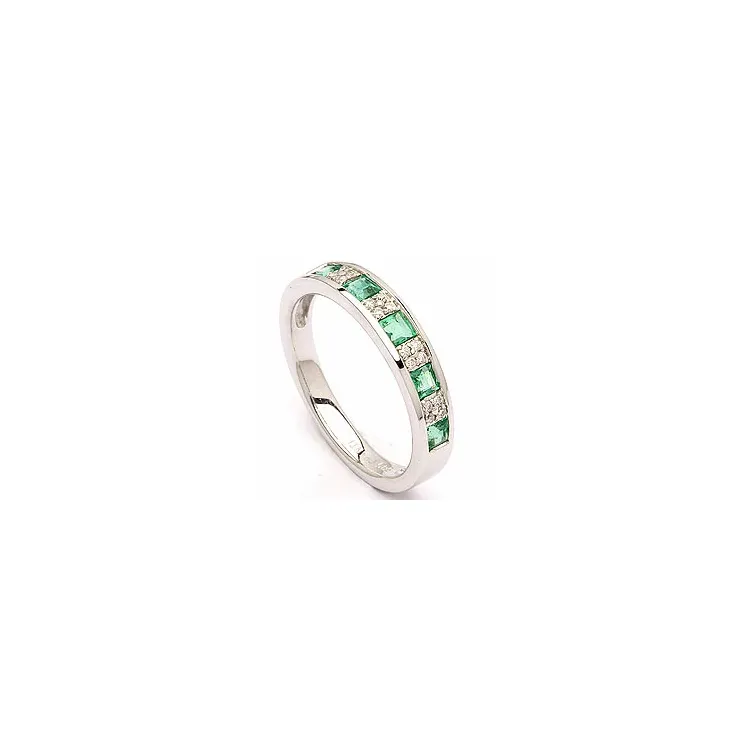 bestillingsvare - smaragd ring i 14 karat hvitt gull 0,07 ct 0,42 ct