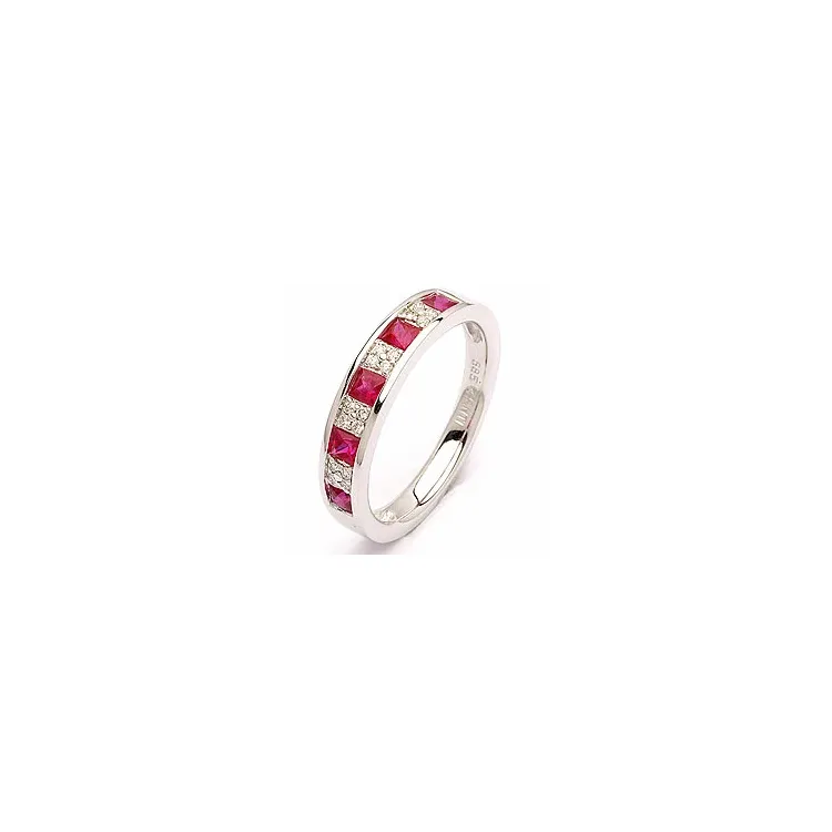 bestillingsvare - rubin ring i 14 karat hvitt gull 0,08 ct 0,53 ct