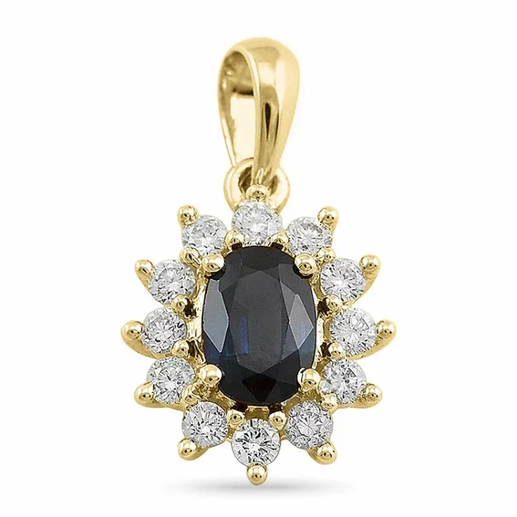 safir rosettanheng i 14 karat gull 0,26 ct 0,65 ct