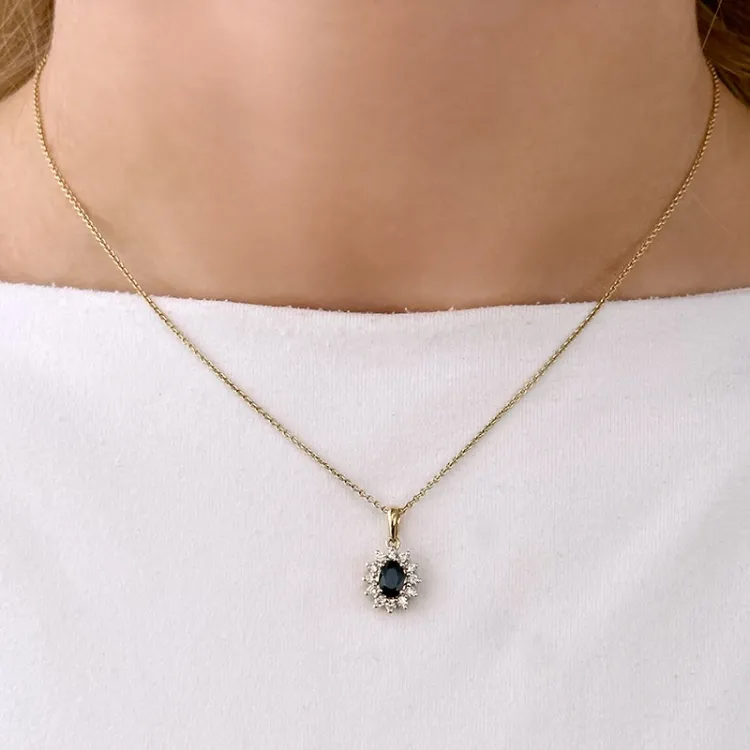 safir rosettanheng i 14 karat gull 0,26 ct 0,65 ct