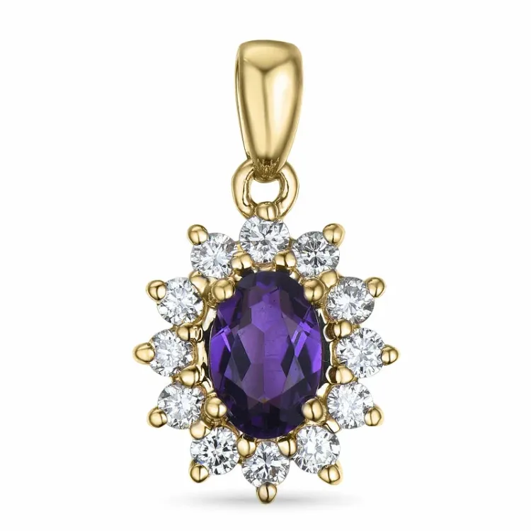 ametyst rosettanheng i 14 karat gull 0,26 ct 0,45 ct