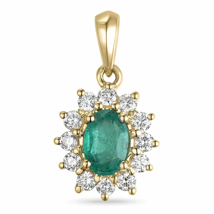 smaragd rosettanheng i 14 karat gull 0,26 ct 0,47 ct