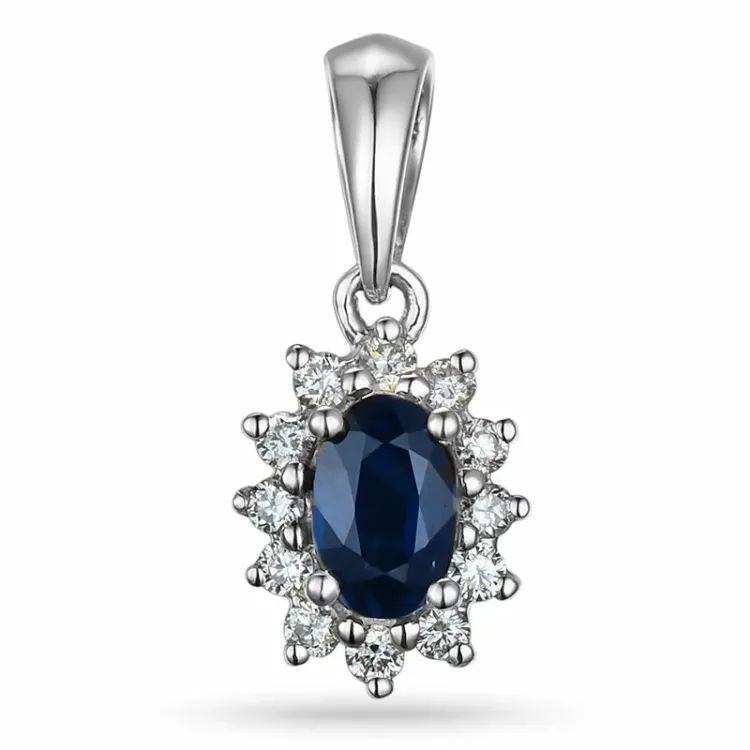 safir rosettanheng i 14 karat hvitt gull 0,10 ct 0,35 ct