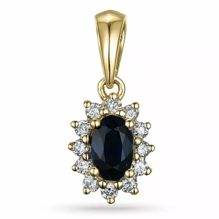 safir rosettanheng i 14 karat gull 0,10 ct 0,35 ct