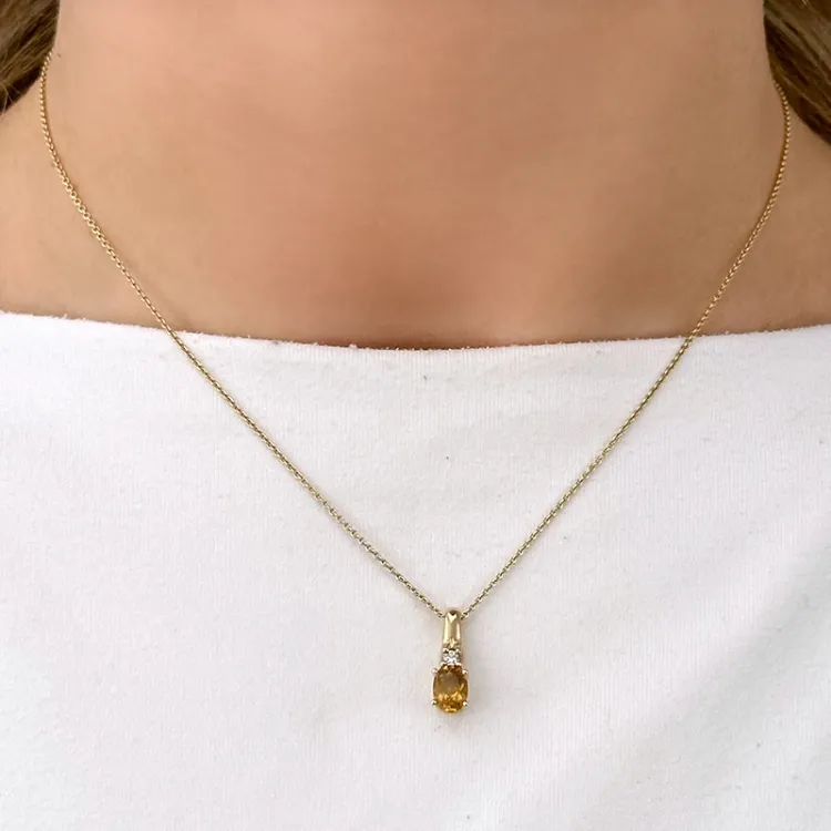 citrin anheng i 14 karat gull 0,05 ct 0,80 ct