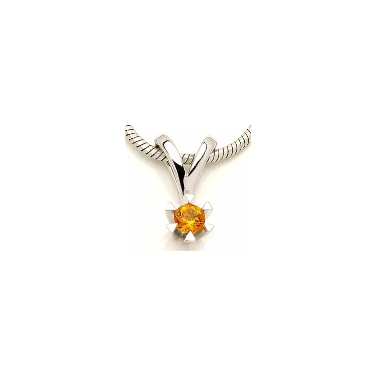 citrin anheng i 14 karat hvitt gull 0,25 ct