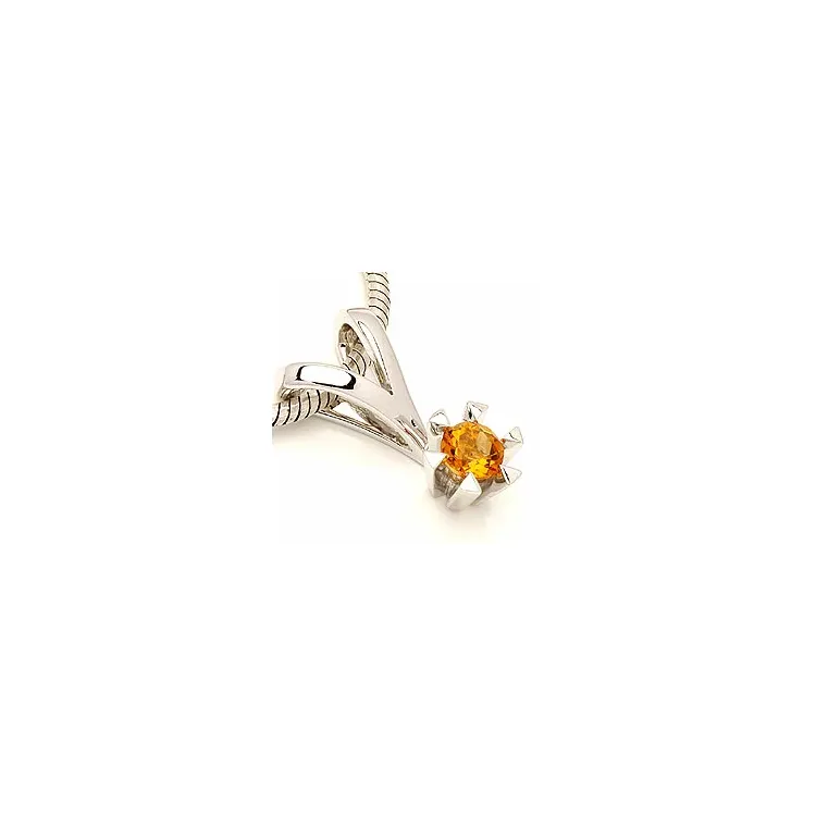 citrin anheng i 14 karat hvitt gull 0,25 ct