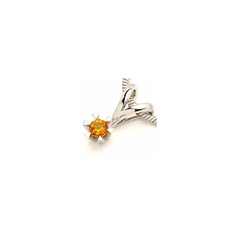 citrin anheng i 14 karat hvitt gull 0,25 ct