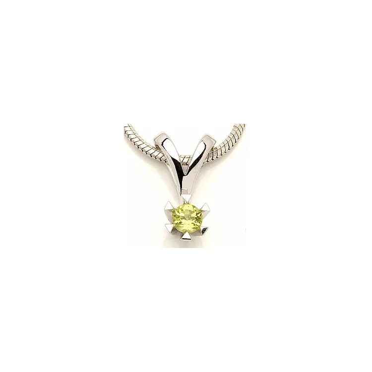 peridot anheng i 14 karat hvitt gull 0,30 ct