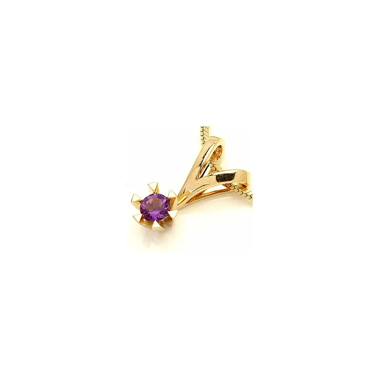 lilla ametyst anheng i 14 karat gull 0,25 ct