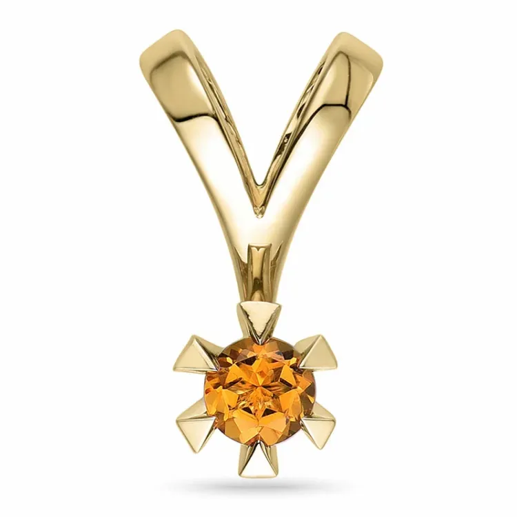 oransje citrin solitaireanheng i 14 karat gull 0,25 ct