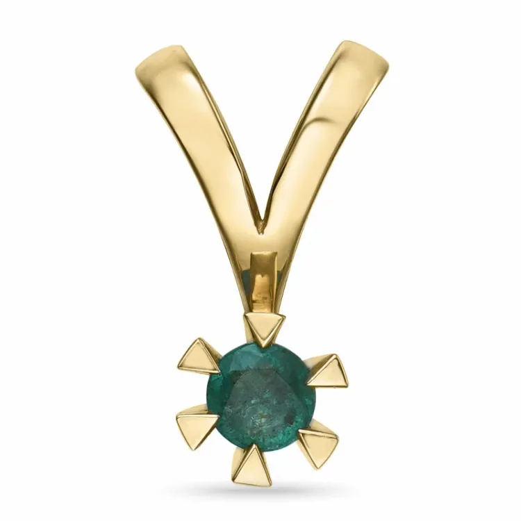 ekte smaragd anheng i 14 karat gull 0,22 ct
