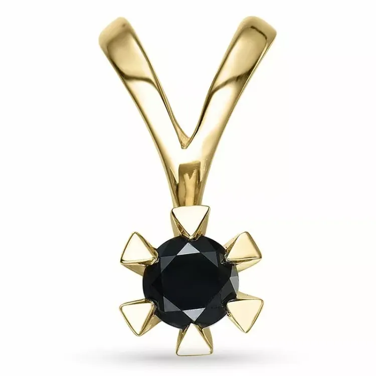 svart diamant anheng i 14 karat gull 0,40 ct