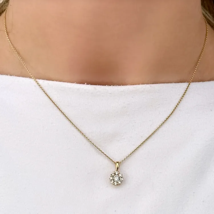 diamant anheng i 14 karat gull 0,20 ct 0,32 ct