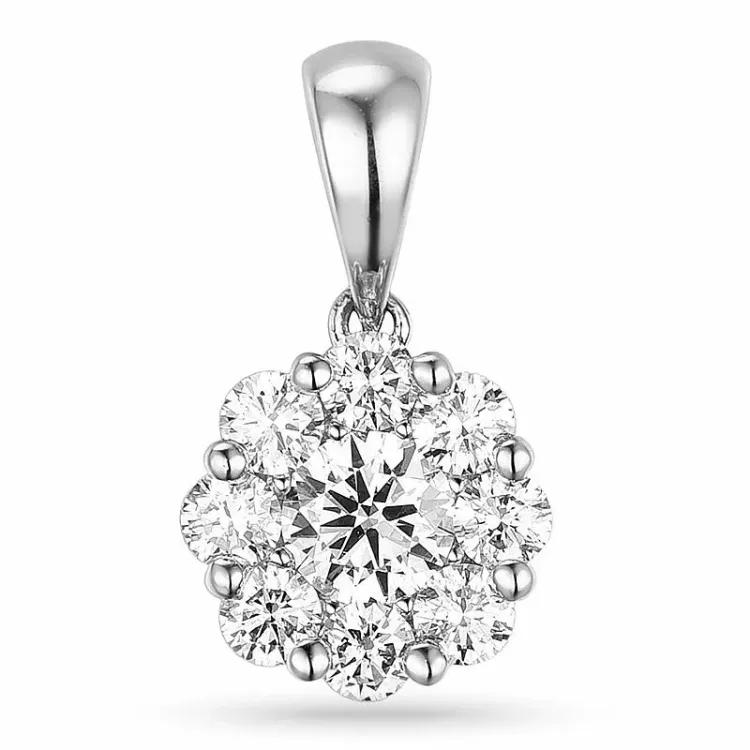 diamant anheng i 14 karat hvitt gull 0,20 ct 0,32 ct