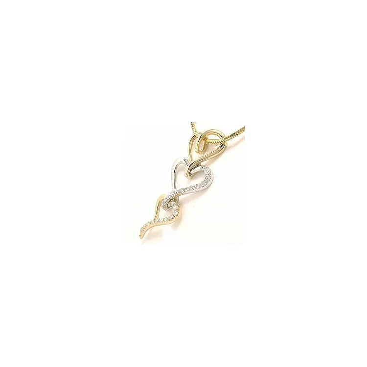 hjerte anheng i 14 karat gull og hvitt gull 0,26 ct