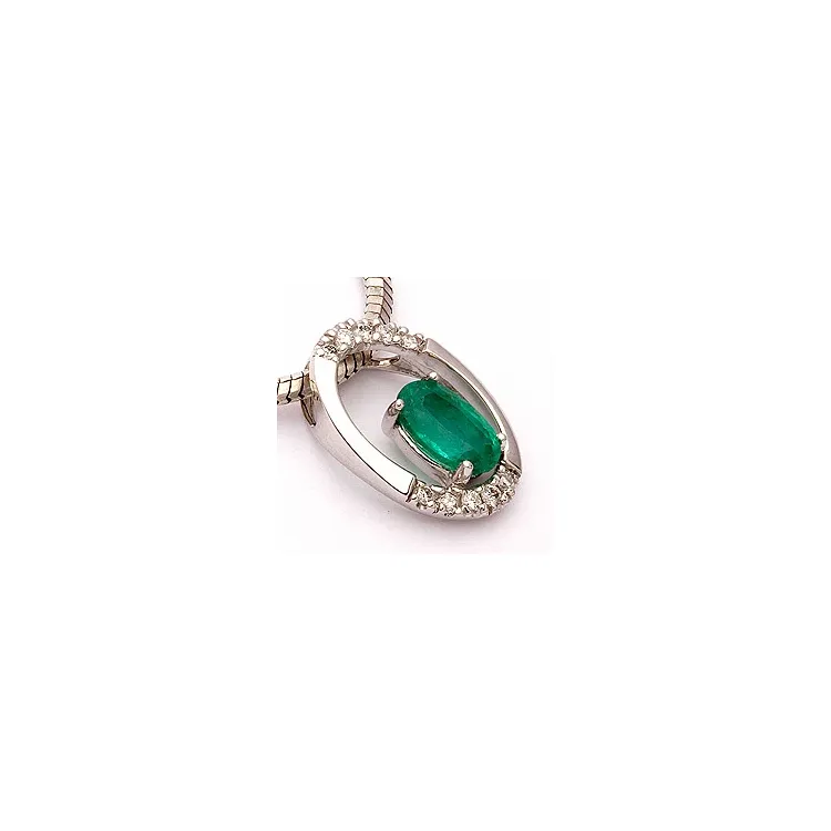 Smaragd anheng i 14 karat hvitt gull 0,06 ct 0,48 ct