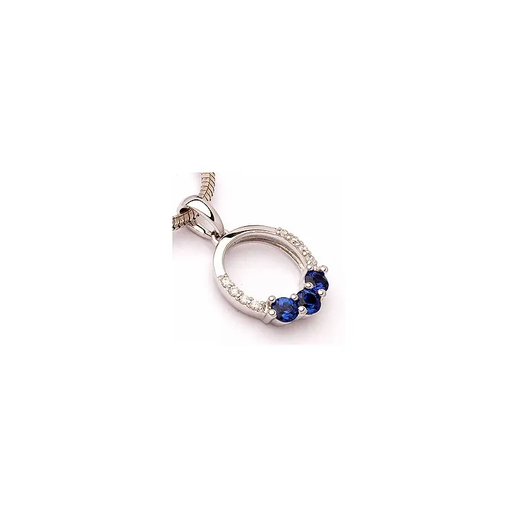 safir anheng i 14 karat hvitt gull 0,05 ct