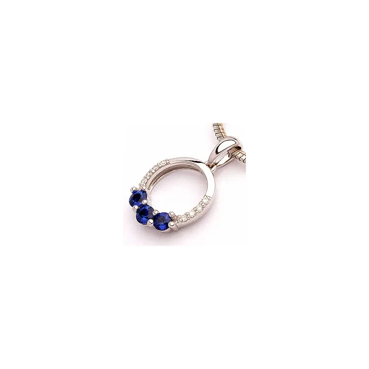 safir anheng i 14 karat hvitt gull 0,05 ct