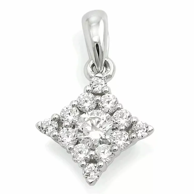 diamant anheng i 14 karat hvitt gull 0,33 ct