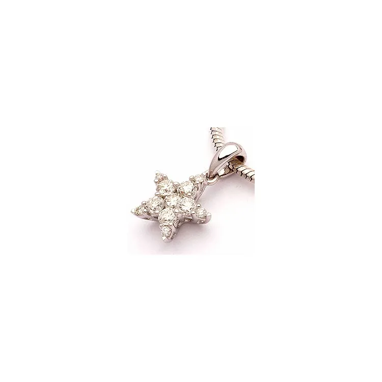 diamant anheng i 14 karat hvitt gull 0,33 ct