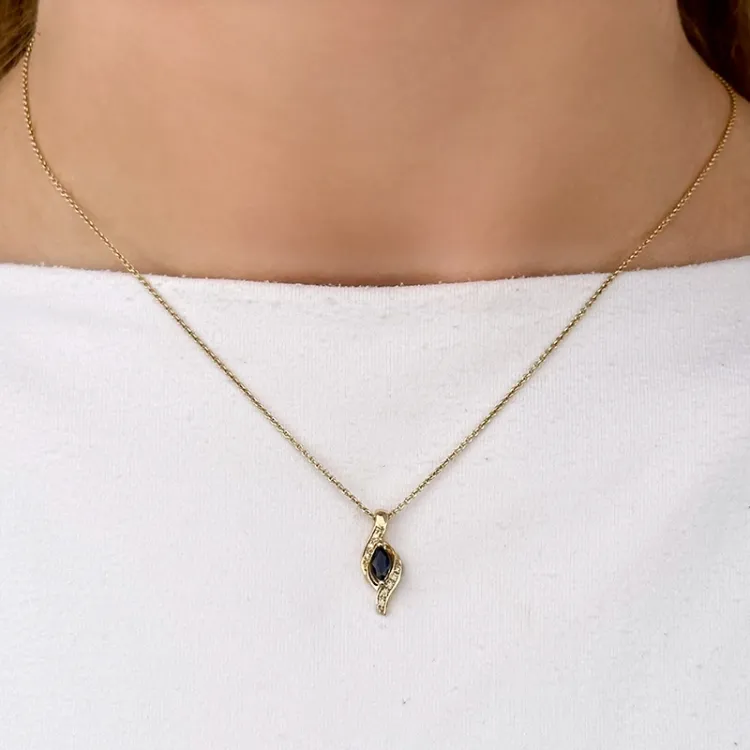 safir diamantanheng i 14 karat gull 0,04 ct 0,34 ct