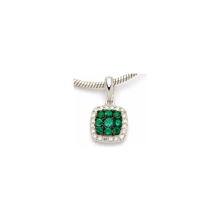 smaragd anheng i 14 karat hvitt gull 0,10 ct 0,29 ct