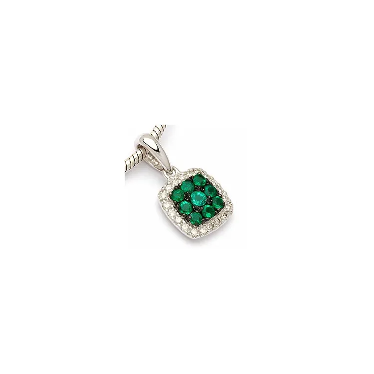 smaragd anheng i 14 karat hvitt gull 0,10 ct 0,29 ct
