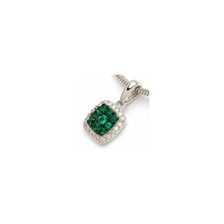 smaragd anheng i 14 karat hvitt gull 0,10 ct 0,29 ct