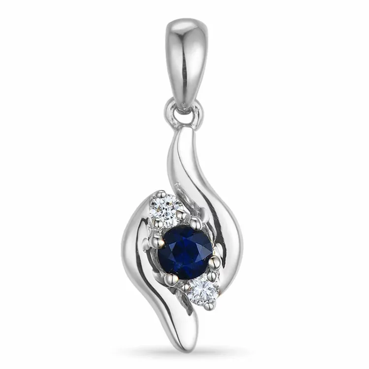 safir anheng i 14 karat hvitt gull 0,05 ct 0,16 ct