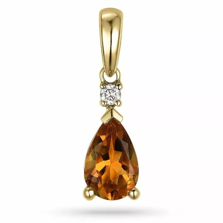 citrin anheng i 14 karat gull 0,03 ct 0,78 ct