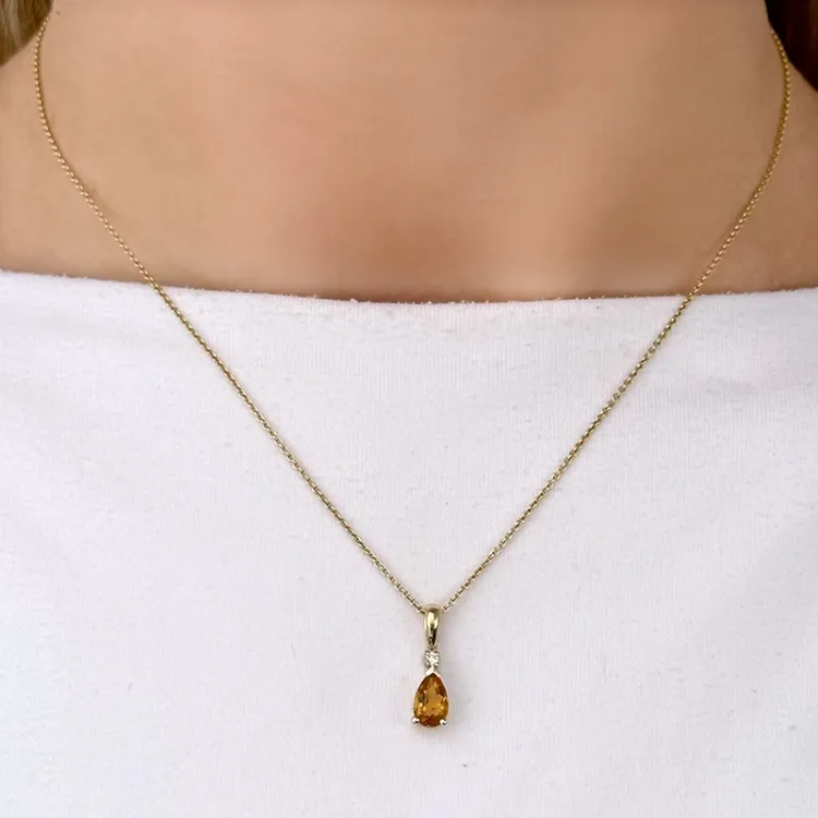 citrin anheng i 14 karat gull 0,03 ct 0,78 ct